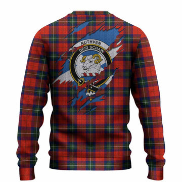 Ruthven Clan Crest In Me Tartan Knitted Sweater Scotland Flag Style