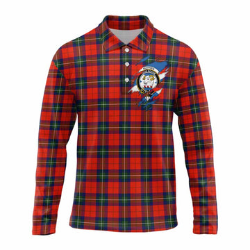 Ruthven Clan Crest In Me Tartan Long Sleeve Polo Shirt Scotland Flag Style
