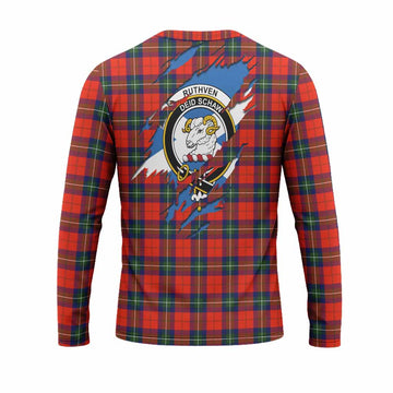 Ruthven Clan Crest In Me Tartan Long Sleeve T-Shirt Scotland Flag Style