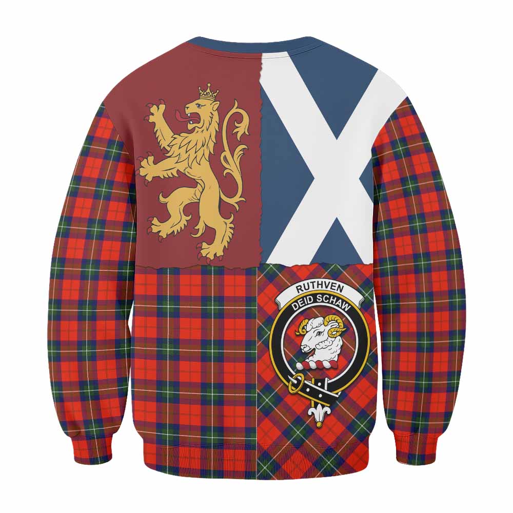 Ruthven Crest Tartan Sweatshirt with Lion Rampant Saltire Style