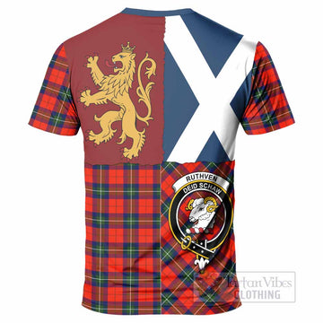 Ruthven Crest Tartan T-Shirt with Lion Rampant Saltire Style