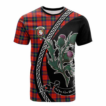 Ruthven Family Crest Tartan Cotton T-shirt Alba Thistle Inspired