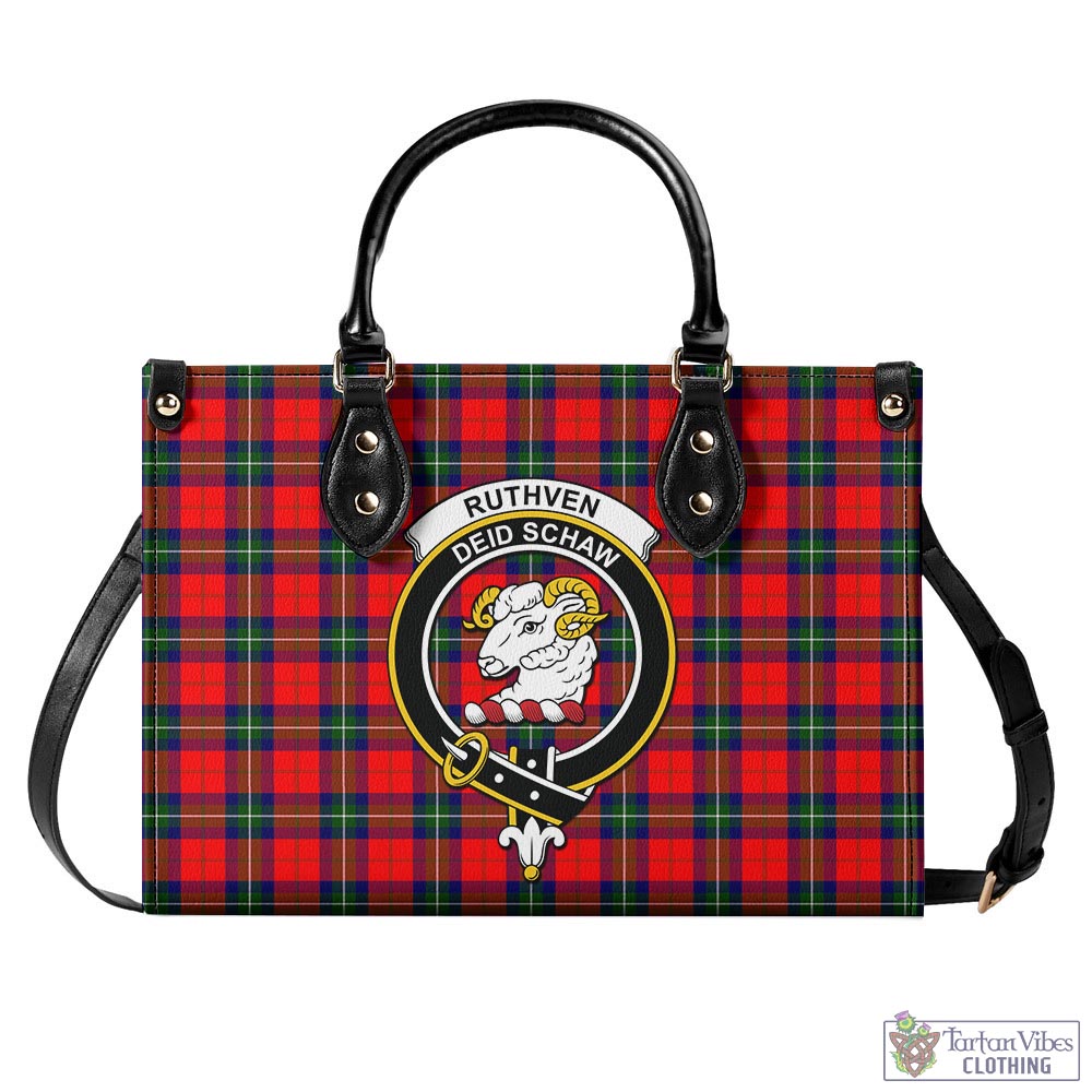 Ruthven Tartan Luxury Leather Handbags with Family Crest - Tartan Vibes Clothing