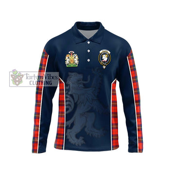 Ruthven Tartan Long Sleeve Polo Shirt with Family Crest and Lion Rampant Vibes Sport Style Unisex - Tartan Vibes Clothing