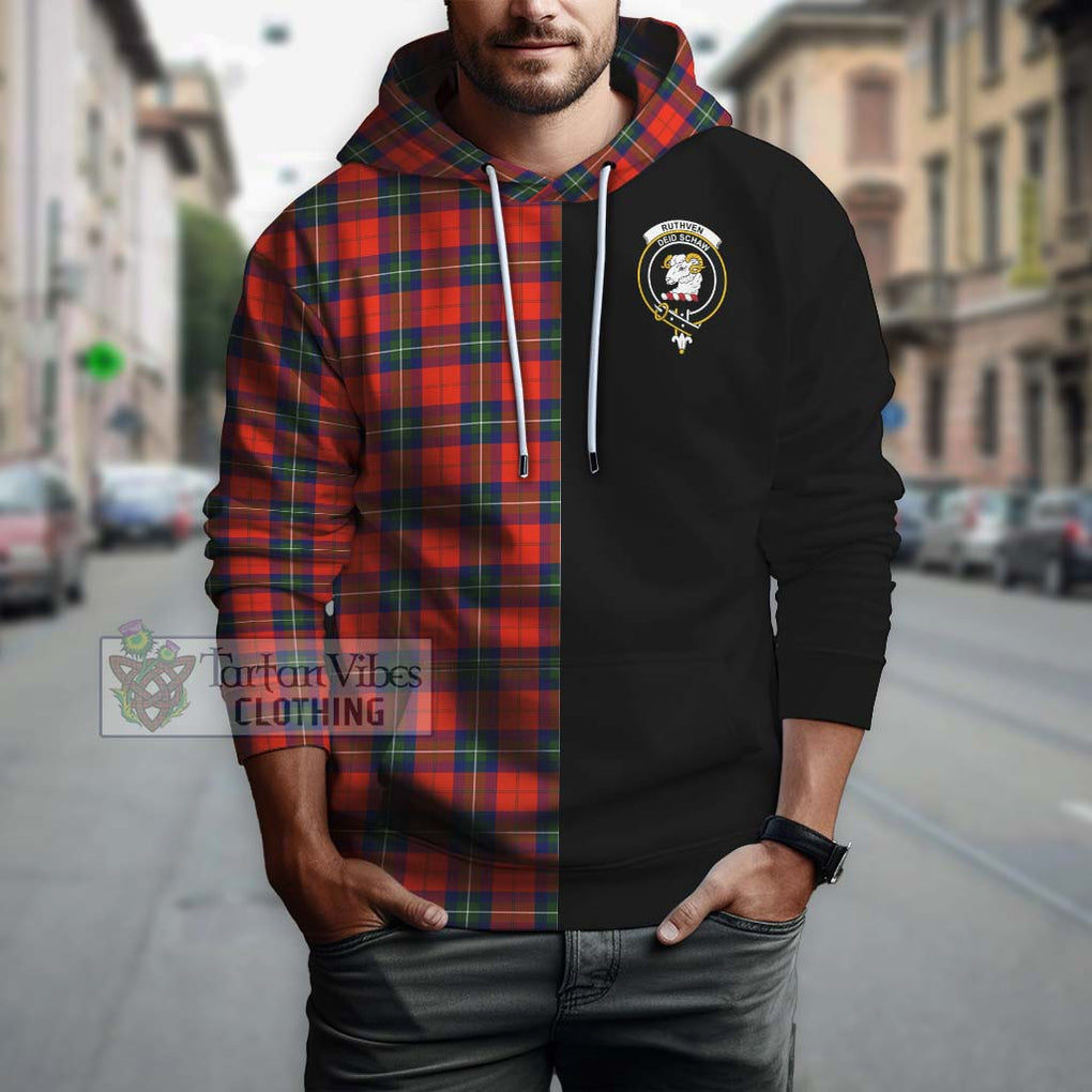 Ruthven Tartan Hoodie with Family Crest and Half Of Me Style Zip Hoodie - Tartan Vibes Clothing