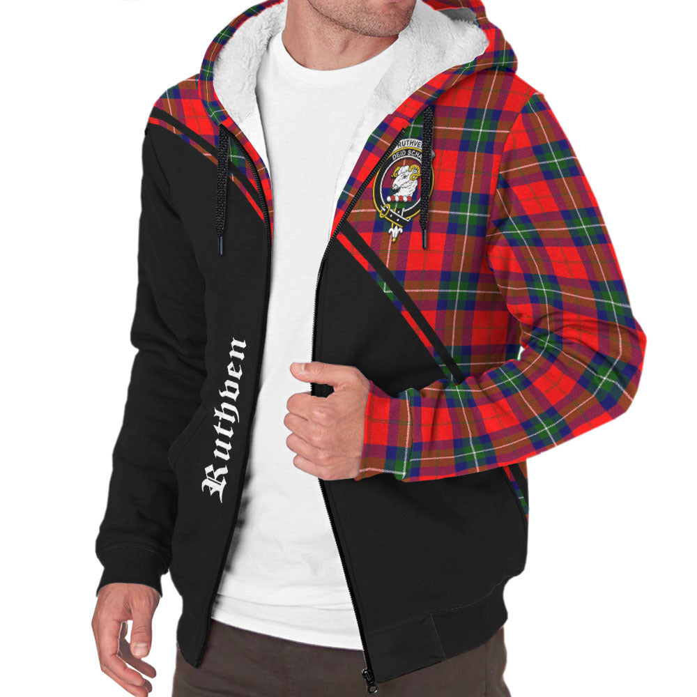 Ruthven Tartan Sherpa Hoodie with Family Crest Curve Style Unisex - Tartan Vibes Clothing