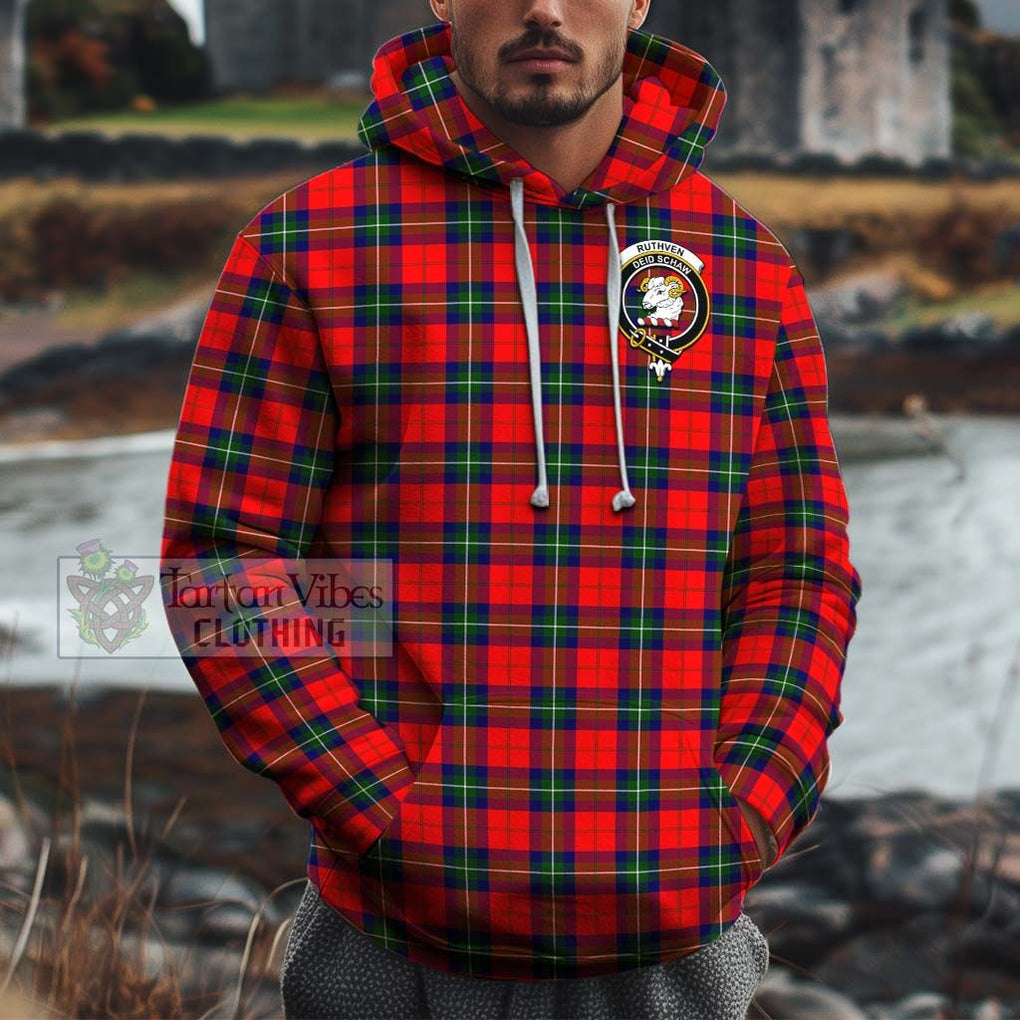 Ruthven Tartan Cotton Hoodie with Family Crest Zip Hoodie - Tartan Vibes Clothing