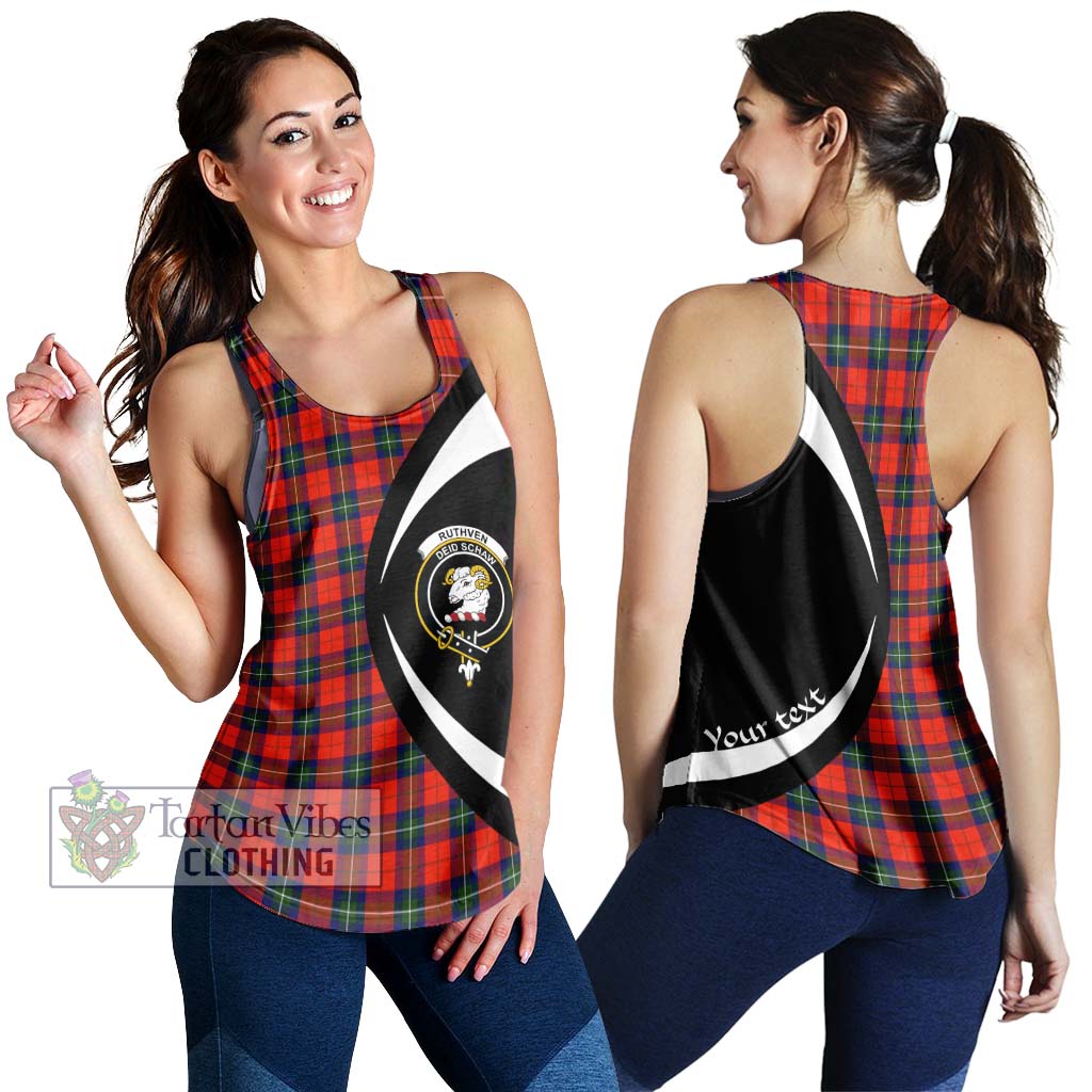 Ruthven Tartan Women's Racerback Tanks with Family Crest Circle Style 4XL - Tartan Vibes Clothing