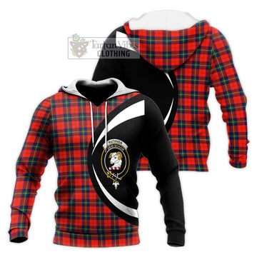 Ruthven Tartan Knitted Hoodie with Family Crest Circle Style Unisex Knitted Pullover Hoodie - Tartan Vibes Clothing