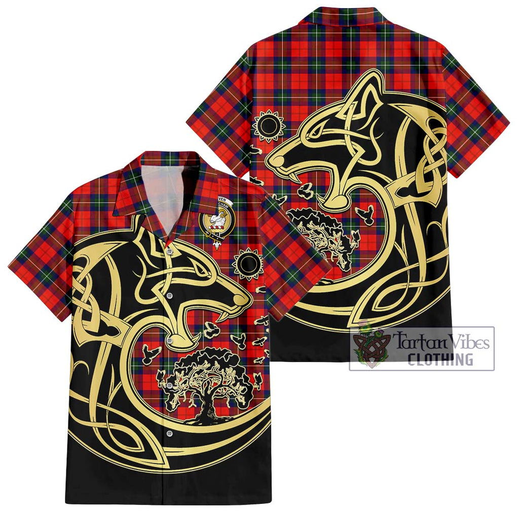 Ruthven Tartan Hawaiian Shirt with Family Crest Celtic Wolf Style Kid - Tartan Vibes Clothing