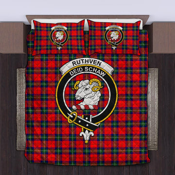 Ruthven Tartan Quilt Bed Set with Family Crest King - Tartan Vibes Clothing