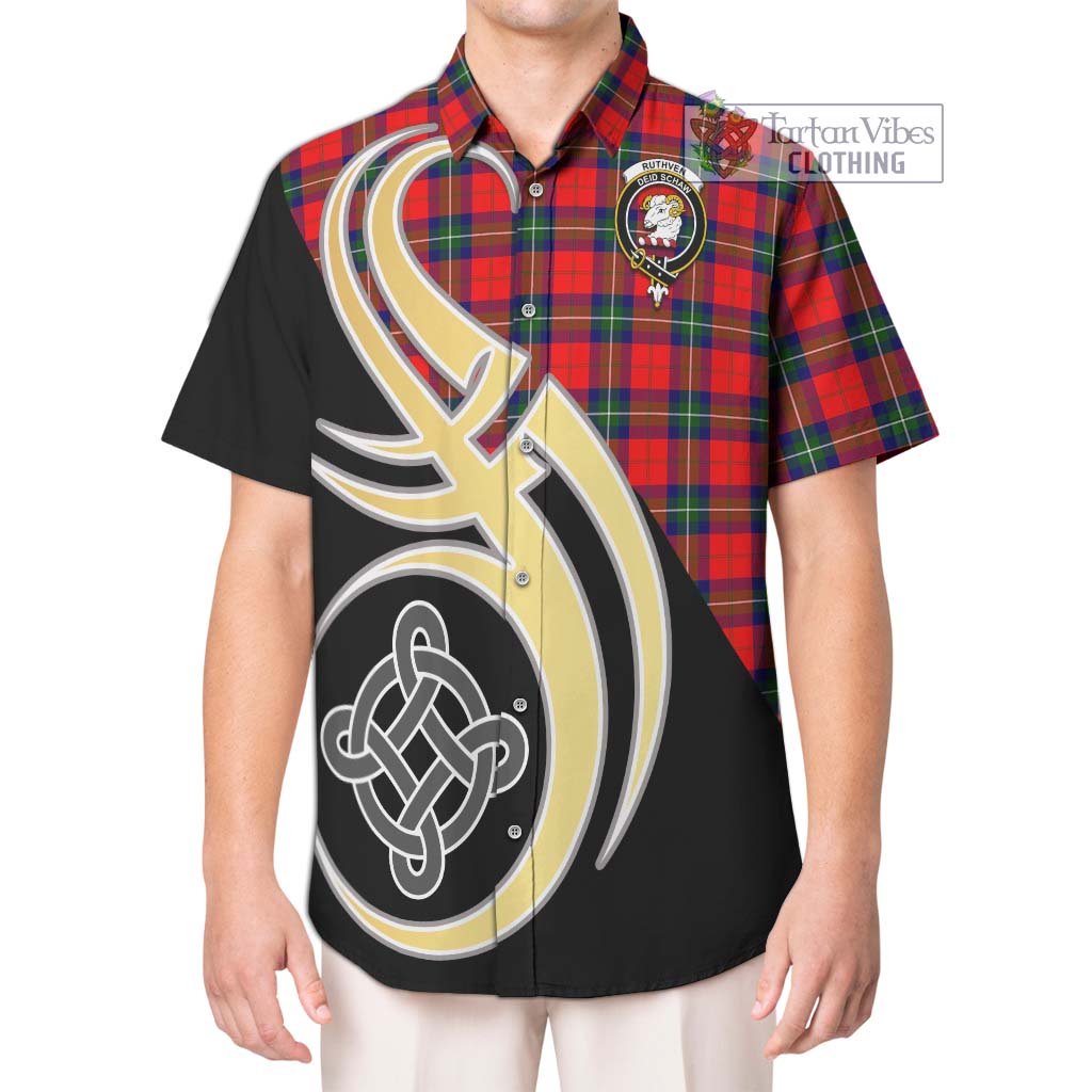 Ruthven Tartan Hawaiian Shirt with Family Crest and Celtic Symbol Style Kid - Tartan Vibes Clothing