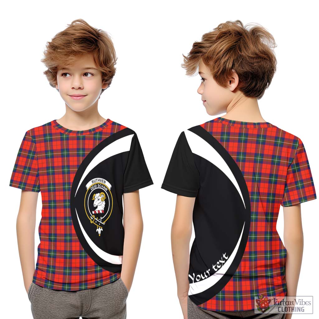 Ruthven Tartan Kid T-Shirt with Family Crest Circle Style Youth XL Size14 - Tartan Vibes Clothing