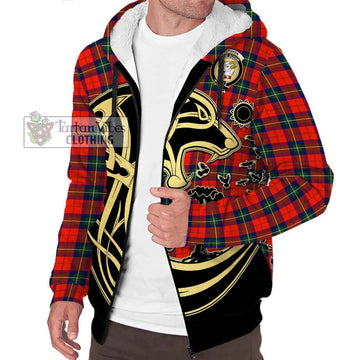 Ruthven Tartan Sherpa Hoodie with Family Crest Celtic Wolf Style Unisex S - Tartan Vibes Clothing