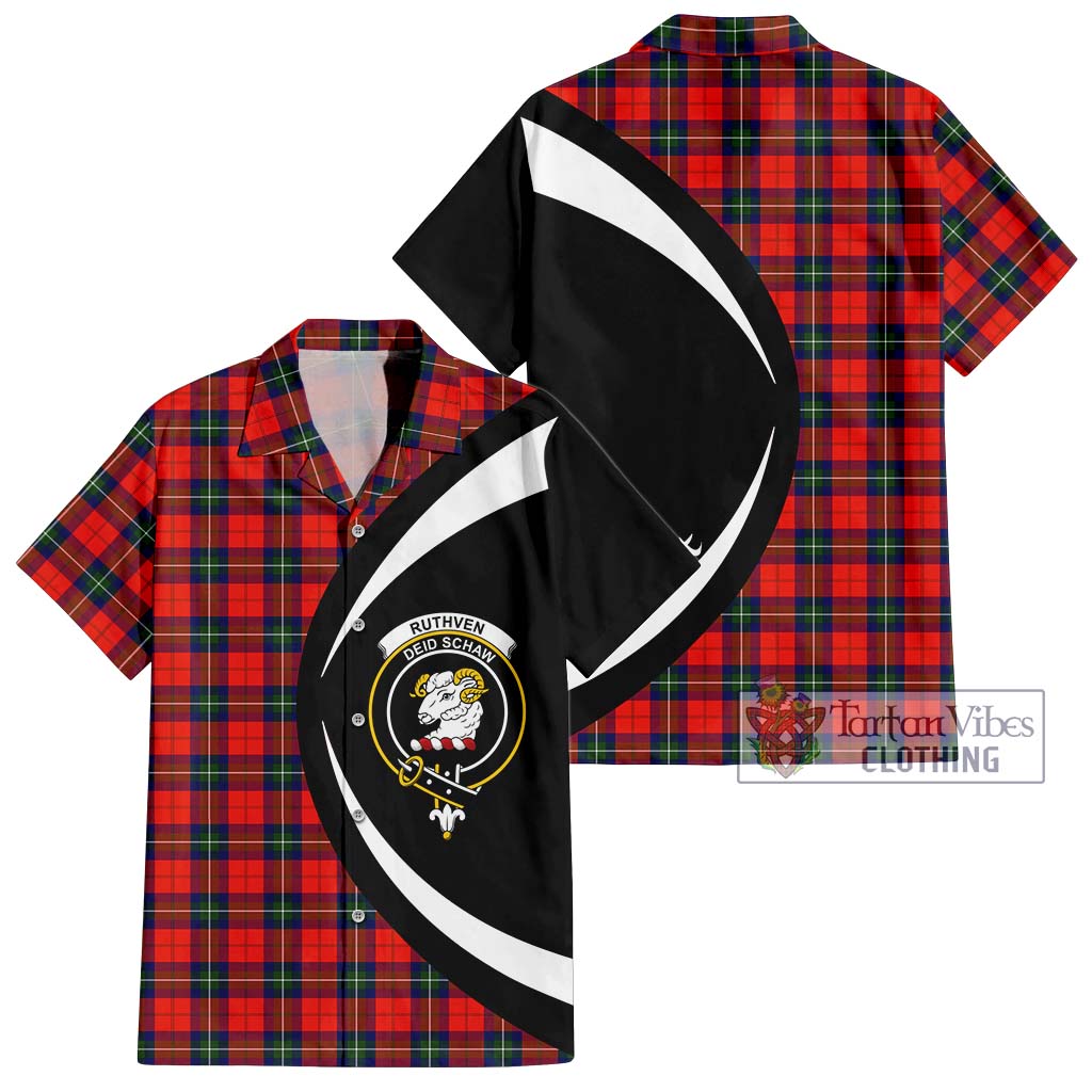 Ruthven Tartan Hawaiian Shirt with Family Crest Circle Style Kid - Tartan Vibes Clothing