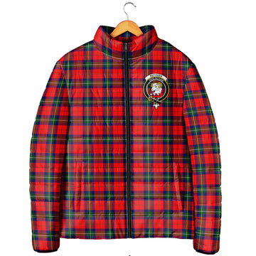 Ruthven Tartan Padded Jacket with Family Crest Men's Padded Jacket - Tartan Vibes Clothing