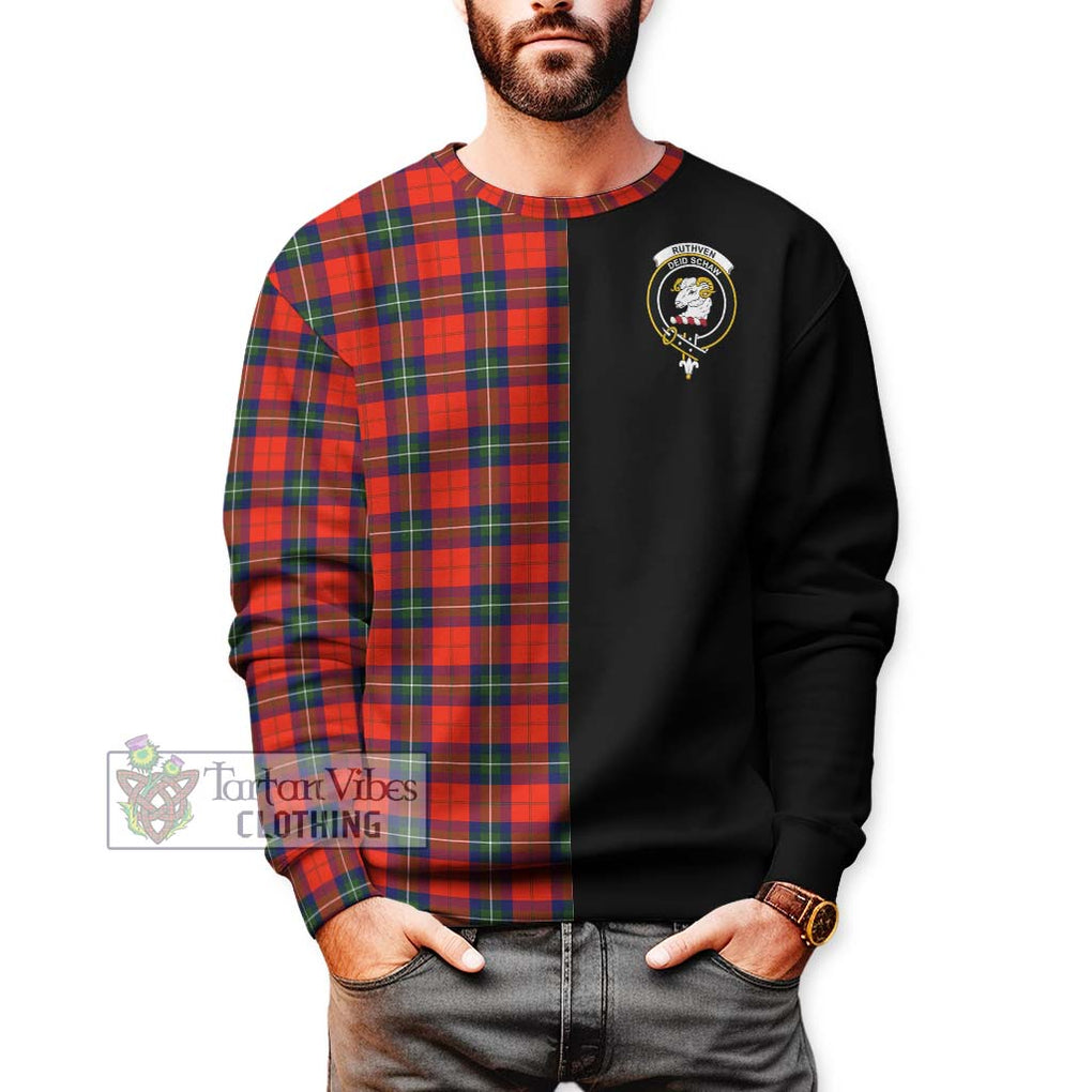 Ruthven Tartan Sweatshirt with Family Crest and Half Of Me Style Unisex - Tartan Vibes Clothing