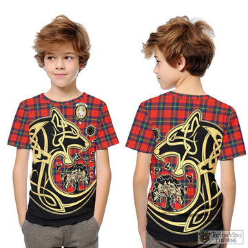 Ruthven Tartan Kid T-Shirt with Family Crest Celtic Wolf Style Youth XL Size14 - Tartan Vibes Clothing