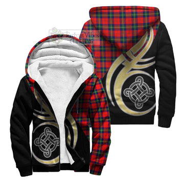 Ruthven Tartan Sherpa Hoodie with Family Crest and Celtic Symbol Style Unisex S - Tartan Vibes Clothing