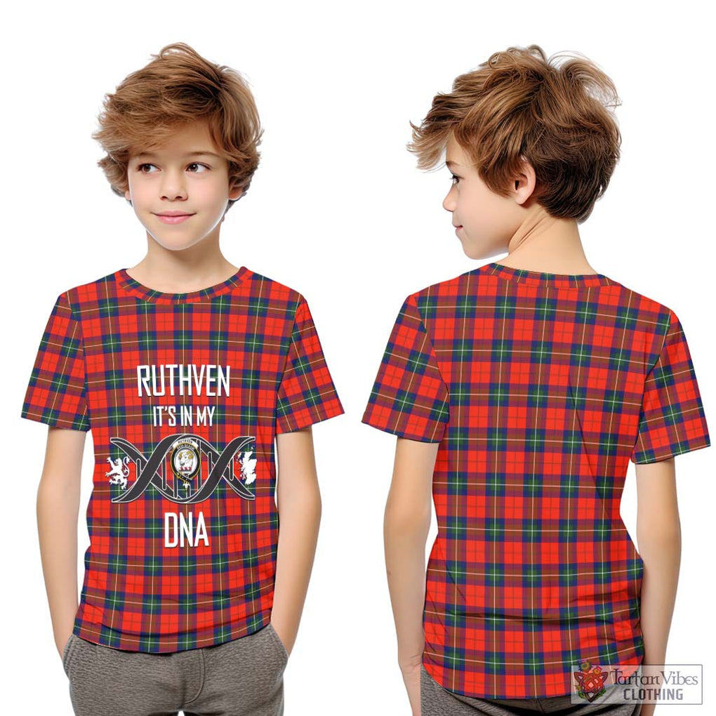 Ruthven Tartan Kid T-Shirt with Family Crest DNA In Me Style Youth XL Size14 - Tartan Vibes Clothing