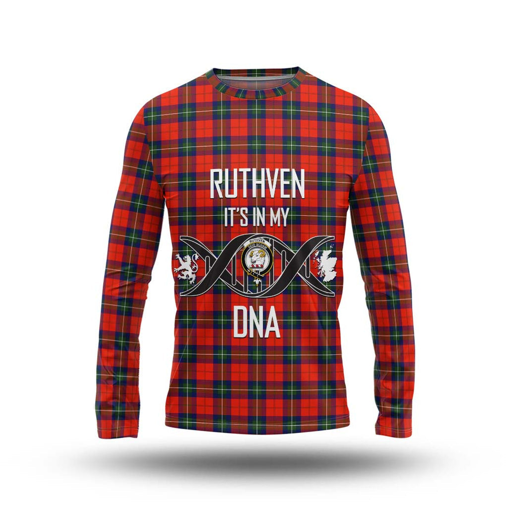 Ruthven Tartan Long Sleeve T-Shirt with Family Crest DNA In Me Style Unisex - Tartan Vibes Clothing