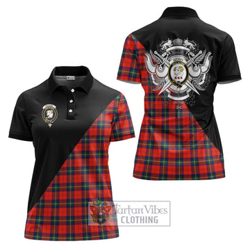 Ruthven Tartan Women's Polo Shirt with Family Crest and Military Logo Style Women - Tartan Vibes Clothing