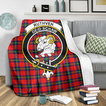 Ruthven Modern Tartan Blanket with Family Crest