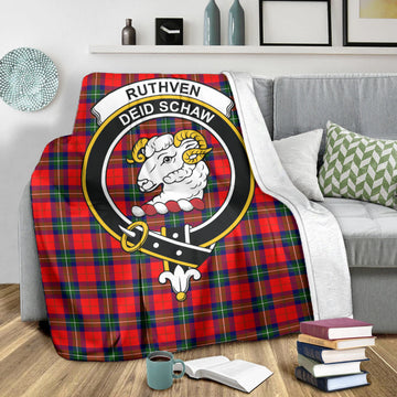 Ruthven Tartan Blanket with Family Crest X-Large 59 x 79 inches 150 x 200 cm - Tartan Vibes Clothing