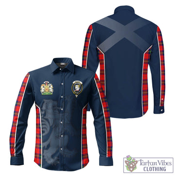 Ruthven Modern Tartan Long Sleeve Button Up Shirt with Family Crest and Lion Rampant Vibes Sport Style