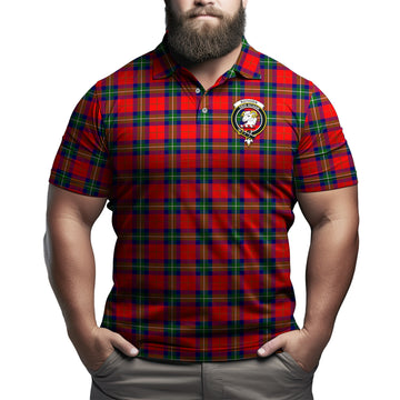 Ruthven Modern Tartan Men's Polo Shirt with Family Crest