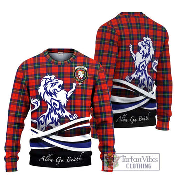 Ruthven Tartan Ugly Sweater with Alba Gu Brath Regal Lion Emblem Unisex - Tartan Vibes Clothing
