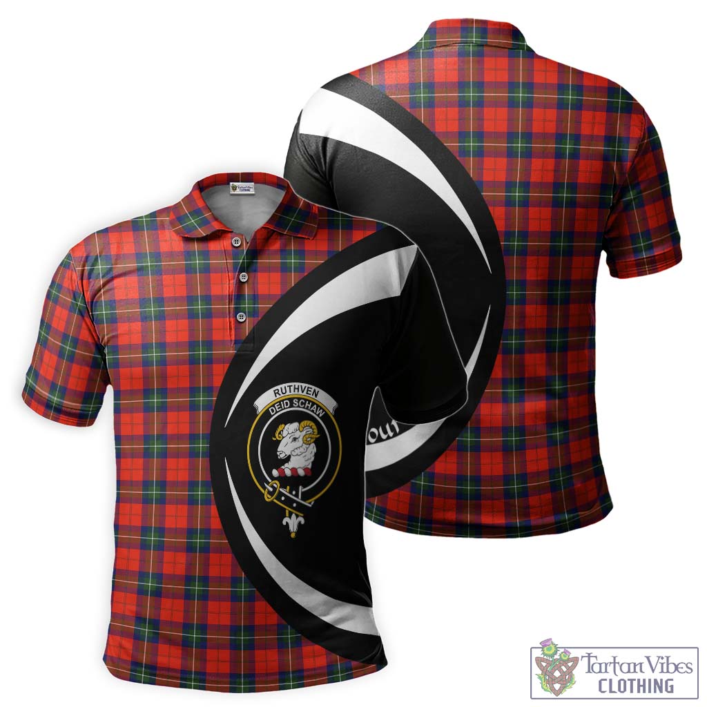 Ruthven Tartan Men's Polo Shirt with Family Crest Circle Style Kid - Tartan Vibes Clothing