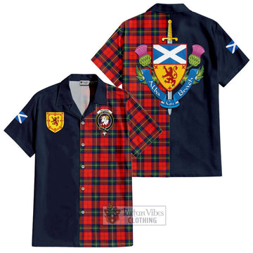 Ruthven Tartan Hawaiian Shirt Alba with Scottish Lion Royal Arm Half Style Kid - Tartan Vibes Clothing