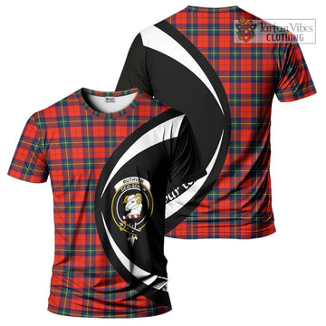 Ruthven Tartan T-Shirt with Family Crest Circle Style