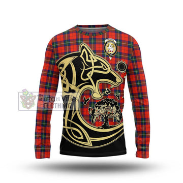 Ruthven Tartan Long Sleeve T-Shirt with Family Crest Celtic Wolf Style Unisex - Tartan Vibes Clothing
