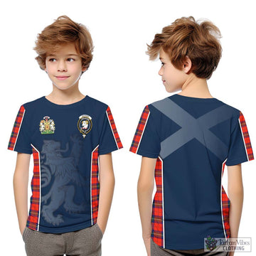 Ruthven Tartan Kid T-Shirt with Family Crest and Lion Rampant Vibes Sport Style Youth XL Size14 - Tartan Vibes Clothing