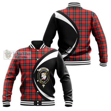 Ruthven Tartan Baseball Jacket with Family Crest Circle Style Unisex - Tartan Vibes Clothing