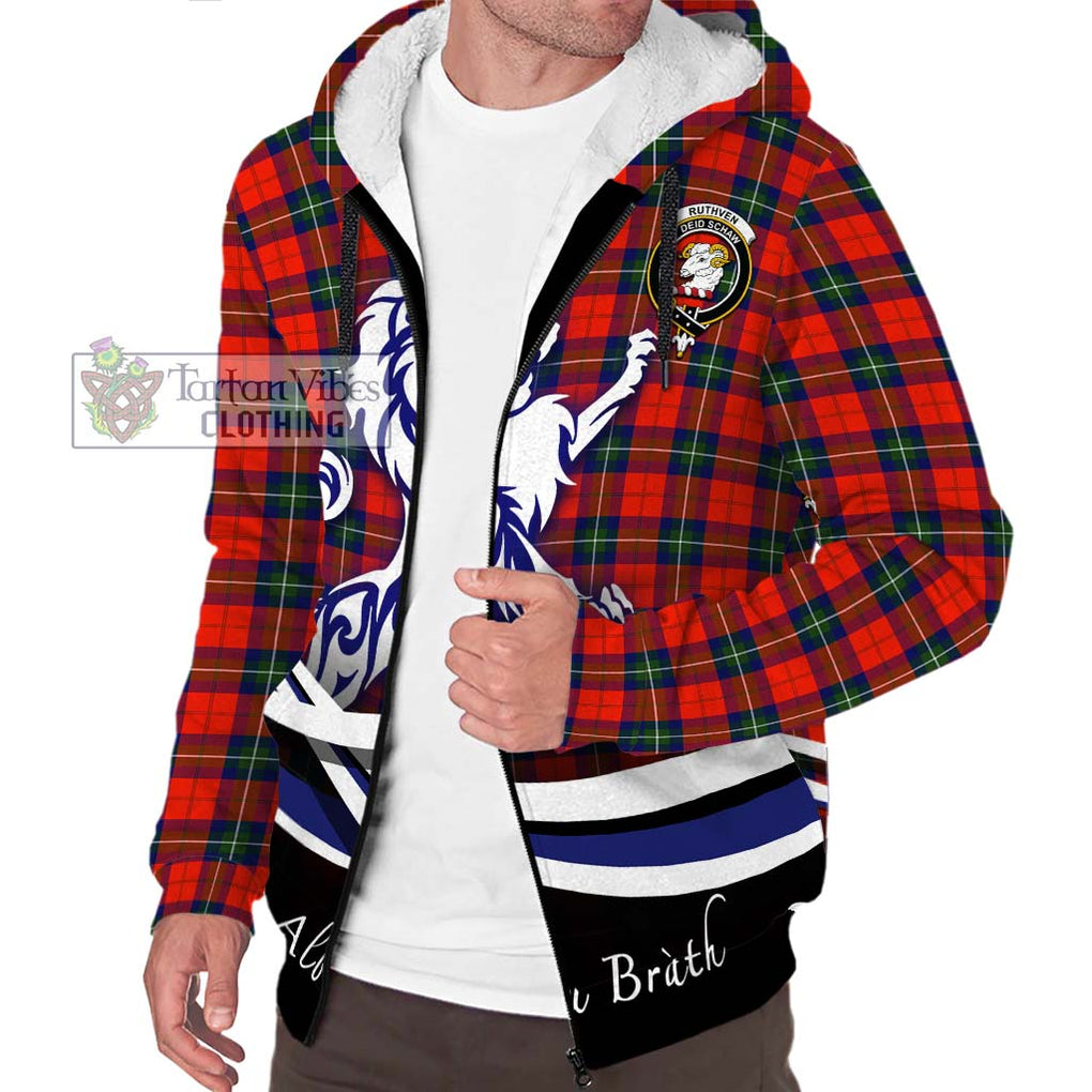 Ruthven Tartan Sherpa Hoodie with Alba Gu Brath Regal Lion Emblem Unisex S - Tartan Vibes Clothing