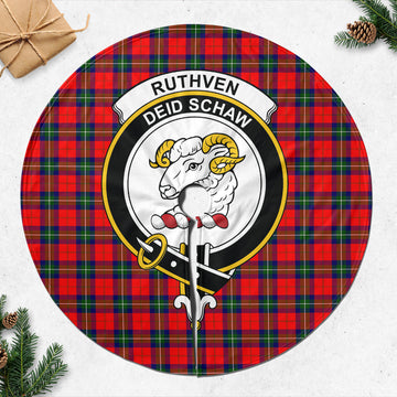 Ruthven Tartan Christmas Tree Skirt with Family Crest 47*47 inch - Tartan Vibes Clothing