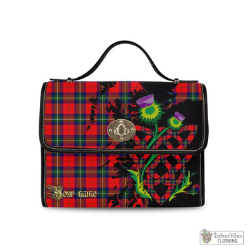 Ruthven Modern Tartan Waterproof Canvas Bag with Scotland Map and Thistle Celtic Accents