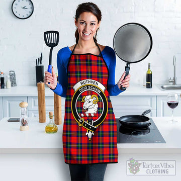 Ruthven Tartan Apron with Family Crest Black S 38x47 cm - Tartan Vibes Clothing