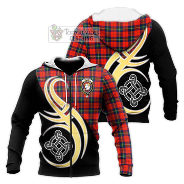 Ruthven Tartan Knitted Hoodie with Family Crest and Celtic Symbol Style Unisex Knitted Zip Hoodie - Tartan Vibes Clothing
