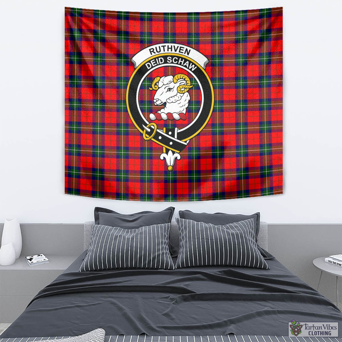 Ruthven Tartan Tapestry Wall Hanging and Home Decor for Room with Family Crest - Tartan Vibes Clothing