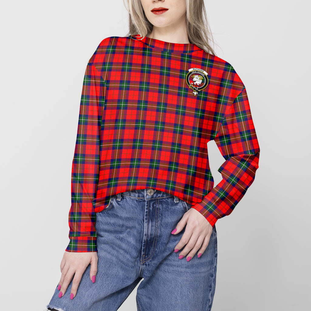 Ruthven Tartan Sweatshirt with Family Crest - Tartan Vibes Clothing