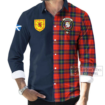 Ruthven Tartan Long Sleeve Button Shirt Alba with Scottish Lion Royal Arm Half Style Men's Shirt - Tartan Vibes Clothing
