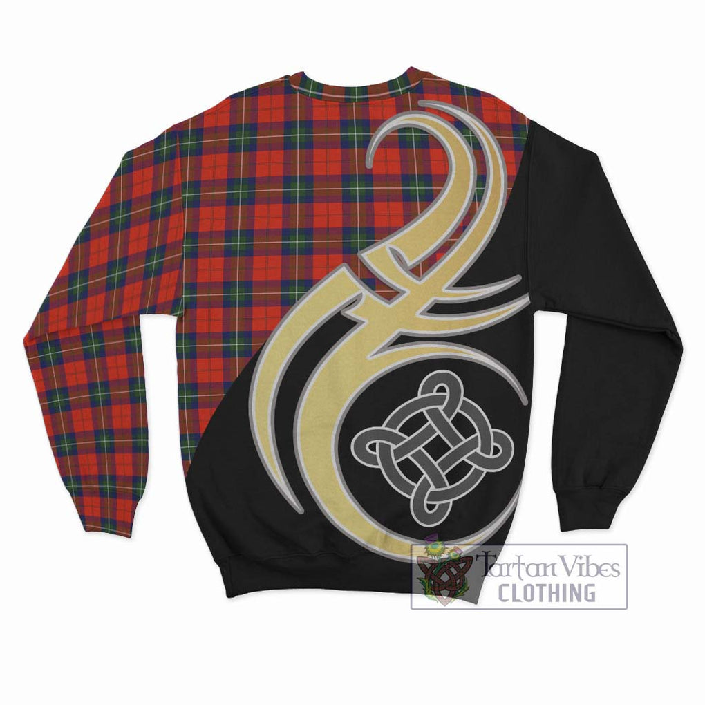 Ruthven Tartan Sweatshirt with Family Crest and Celtic Symbol Style - Tartan Vibes Clothing