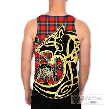 Ruthven Tartan Men's Tank Top with Family Crest Celtic Wolf Style - Tartan Vibes Clothing