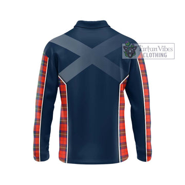 Ruthven Tartan Long Sleeve Polo Shirt with Family Crest and Lion Rampant Vibes Sport Style - Tartan Vibes Clothing