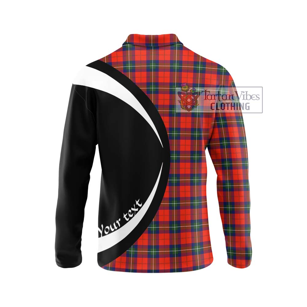 Ruthven Tartan Long Sleeve Polo Shirt with Family Crest Circle Style - Tartan Vibes Clothing