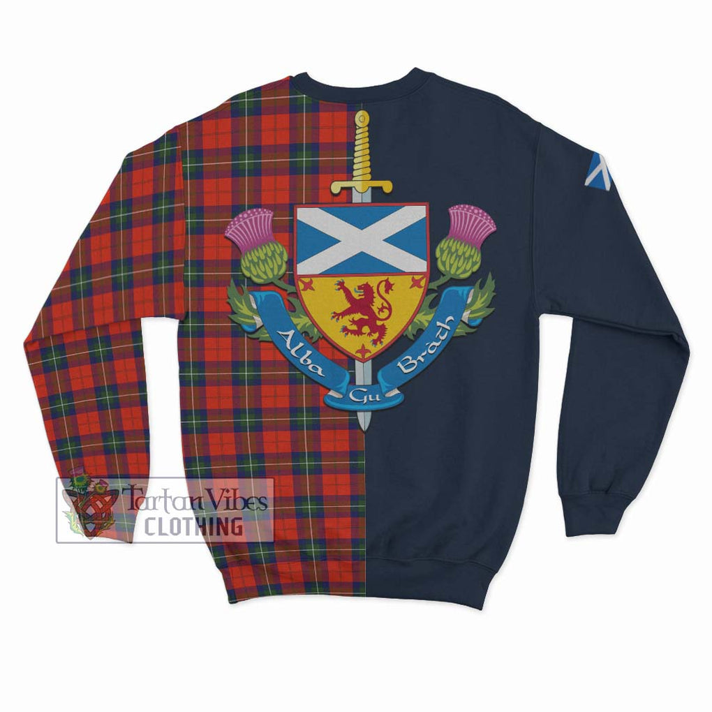 Ruthven Tartan Sweatshirt Alba with Scottish Lion Royal Arm Half Style - Tartan Vibes Clothing